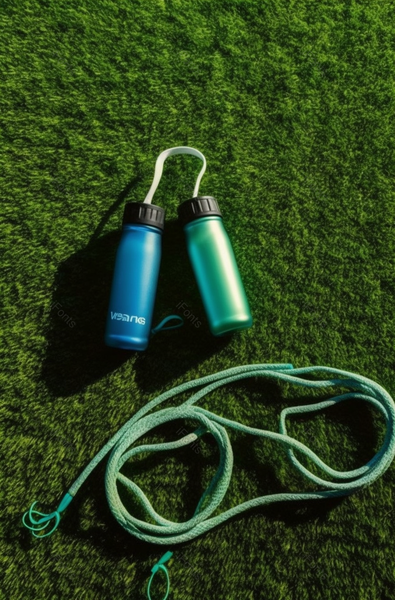 在绿色草坪上的水壶和一根绳子摄影背景,高清,摄影图,摄影图片,图片大全,摄影图免费下载